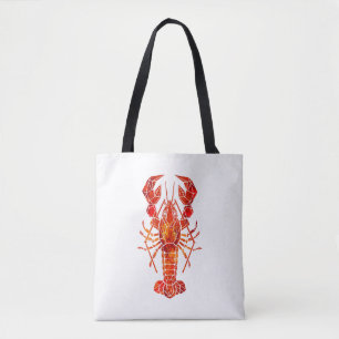 Rode veelhoekige kreeft tote bag