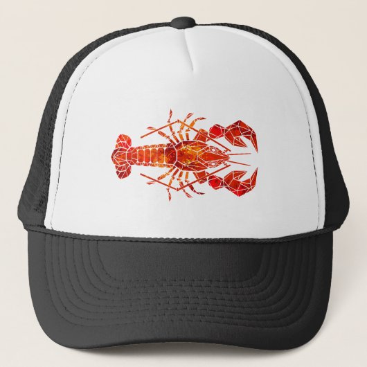 Rode veelhoekige kreeft trucker pet (Voorkant)