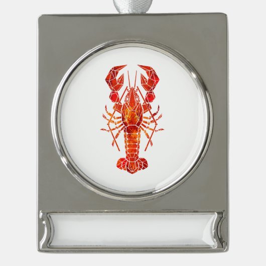 Rode veelhoekige kreeft verzilverd banner ornament (Voorkant)