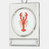 Rode veelhoekige kreeft verzilverd banner ornament (Links)
