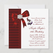 Rode Veer Maskers Sweet 16 Masquerade Party Kaart (Achterkant)