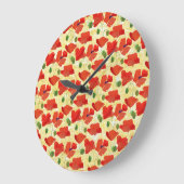 Rode Veld Poppies op Cornfield Gele Wandklok (Hoek)