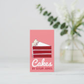 Rode Velvet Cake Slice Bakkerij gebak Bake Shop Ca Visitekaartje (Staand voorkant)