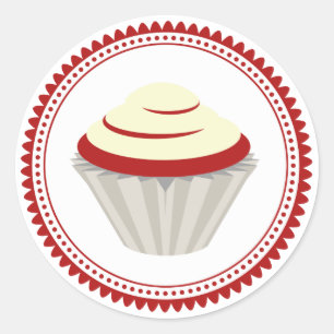 Rode Velvet Cupcake Envelope Seal Sticker