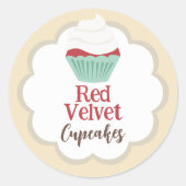 Rode Velvet Cupcake Scallop Label (Voorkant)