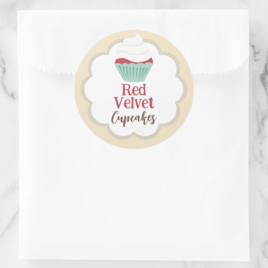 Rode Velvet Cupcake Scallop Label (Tas)