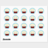 Rode Velvet Kawaii Cupcake Ronde Sticker (Vel)
