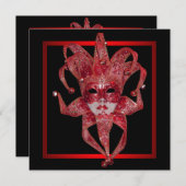 Rode Venetiaanse Mardi Gras Maskerade Party Kaart (Voorkant / Achterkant)