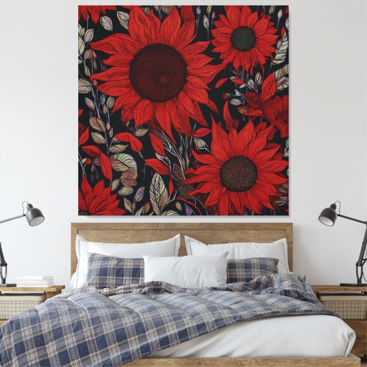 Rode ventilator canvas afdruk (Insitu (Slaapkamer))