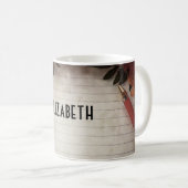 Rode ventilator op gepersonaliseerd papier met gel koffiemok (Voorkant rechts)