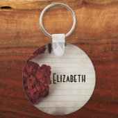 Rode ventilator op gepersonaliseerd papier met gel sleutelhanger (Voorkant)