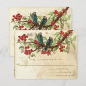 Rode ventilatortak vogels weddenschap RSVP Kaartje (Voorkant / Achterkant)