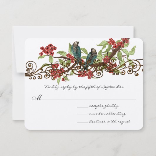Rode ventilatortak  vogels weddenschap RSVP Kaartje (Achterkant)