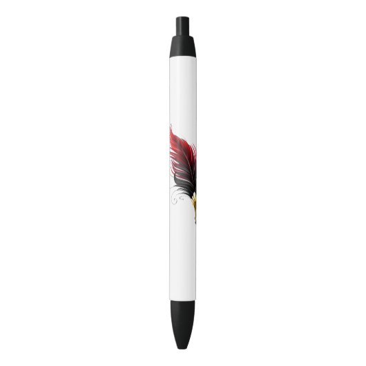 Rode veren pen met gouden penpunt (Voorkant Verticaal)