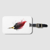 Rode veren pen met gouden penpunt bagagelabel (Voorkant (horizontaal))