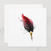Rode veren pen met gouden penpunt bedankkaart (Voorkant / Achterkant)