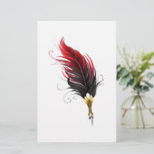 Rode veren pen met gouden penpunt briefpapier (Staand voorkant)