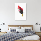 Rode veren pen met gouden penpunt canvas afdruk (Insitu (Slaapkamer))