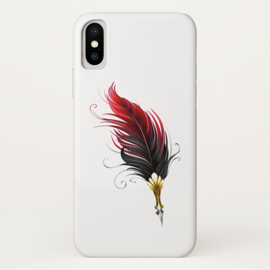Rode veren pen met gouden penpunt Case-Mate iPhone case (Achterkant)