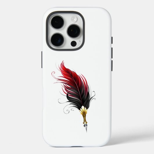 Rode veren pen met gouden penpunt Case-Mate iPhone case (Achterkant)
