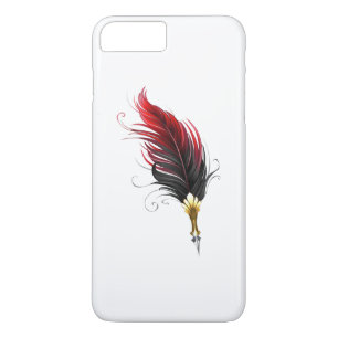 Rode veren pen met gouden penpunt 	iPhone 8/7 plus hoesje