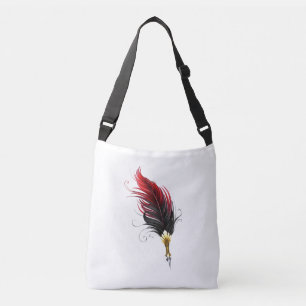 Rode veren pen met gouden penpunt crossbody tas