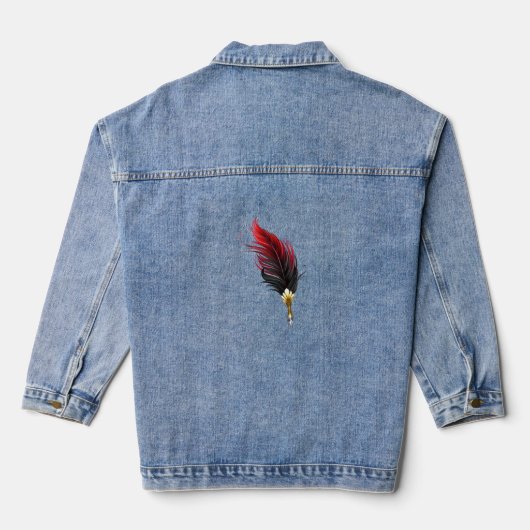 Rode veren pen met gouden penpunt denim jacket (Achterkant)