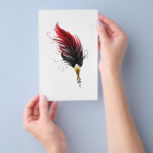 Rode veren pen met gouden penpunt flyer (Hand)