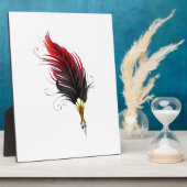 Rode veren pen met gouden penpunt fotoplaat (Zijkant)