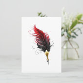 Rode veren pen met gouden penpunt informatiekaartje (Staand voorkant)