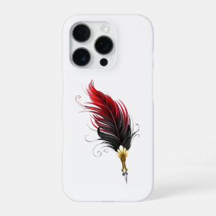 Rode veren pen met gouden penpunt iPhone 16 pro hoesje