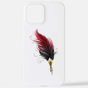 Rode veren pen met gouden penpunt iPhone 12 pro max hoesje