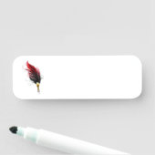 Rode veren pen met gouden penpunt naamplaatje (In situ)