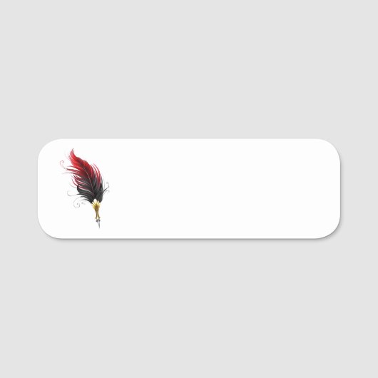 Rode veren pen met gouden penpunt naamplaatje (Voorkant)