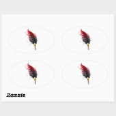 Rode veren pen met gouden penpunt ovale sticker (Vel)