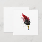 Rode veren pen met gouden penpunt save the date (Voorkant / Achterkant)