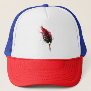 Rode veren pen met gouden penpunt trucker pet