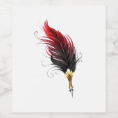 Rode veren pen met gouden penpunt wijn etiket (Enkel label)