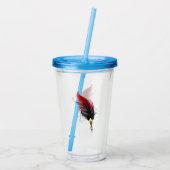 Rode veren pen met gouden punt acryl drinkbeker (Achterkant)