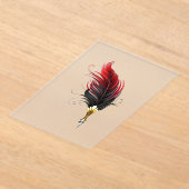 Rode veren pen met gouden punt acryl uitnodigingen (Laagn)