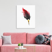 Rode veren pen met gouden punt canvas afdruk (Insitu (Woonkamer))