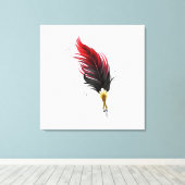 Rode veren pen met gouden punt canvas afdruk (Insitu (Houten vloer))