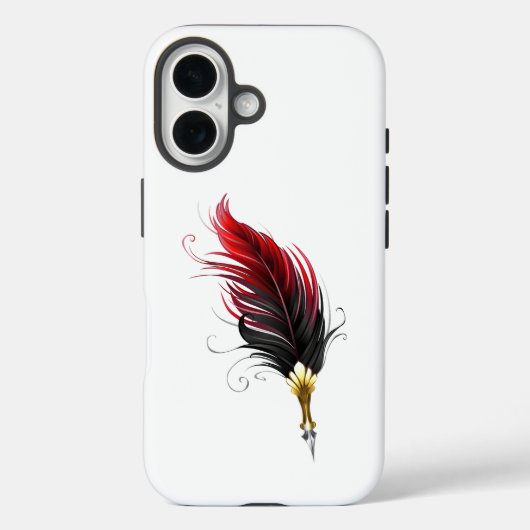 Rode veren pen met gouden punt Case-Mate iPhone case (Achterkant)