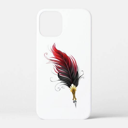 Rode veren pen met gouden punt Case-Mate iPhone case (Achterkant)