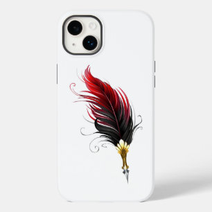 Rode veren pen met gouden punt Case-Mate iPhone 14 plus hoesje