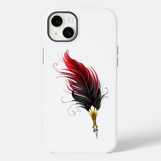 Rode veren pen met gouden punt Case-Mate iPhone case (Achterkant)