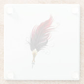 Rode veren pen met gouden punt glazen onderzetter (Achterkant)