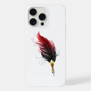 Rode veren pen met gouden punt iPhone 15 pro max case