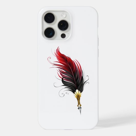 Rode veren pen met gouden punt iPhone hoesje (Achterkant)