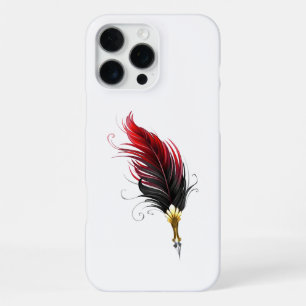Rode veren pen met gouden punt iPhone 16 pro max hoesje